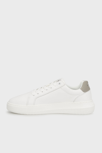 Calvin Klein Logolu Deri Sneaker YM0YM0068102S Erkek Ayakkabı YM0YM00681 02S BEYAZ