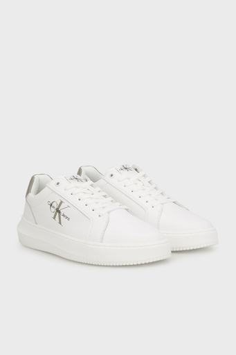 Calvin Klein Logolu Deri Sneaker YM0YM0068102S Erkek Ayakkabı YM0YM00681 02S BEYAZ - 3