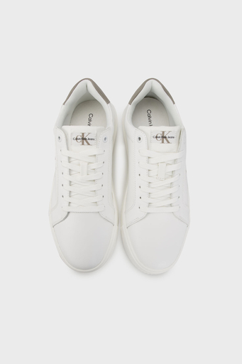 Calvin Klein Logolu Deri Sneaker YM0YM0068102S Erkek Ayakkabı YM0YM00681 02S BEYAZ - 4