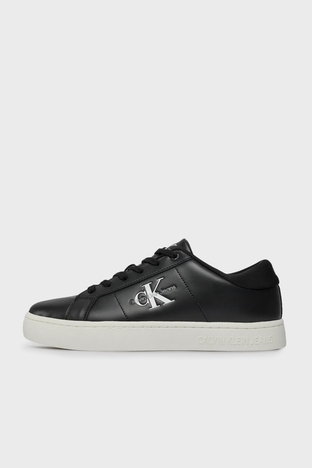 Calvin Klein - Calvin Klein Logolu Deri Sneaker YM0YM008640GM Erkek Ayakkabı YM0YM00864 0GM SİYAH-BEYAZ (1)