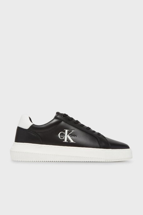 Calvin Klein Logolu Deri Sneaker YM0YM013170GJ Erkek Ayakkabı YM0YM01317 0GJ SİYAH - 1