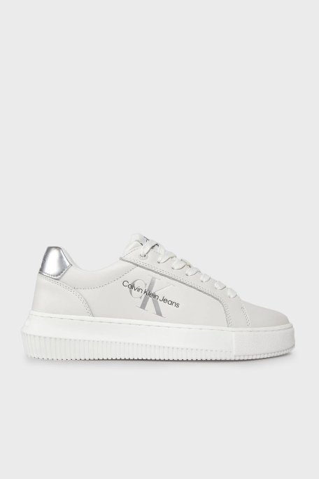 Calvin Klein Logolu Deri Sneaker Bayan Ayakkabı YW0YW01224 YBR BEYAZ - 1