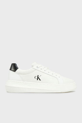 Calvin Klein Logolu Deri Sneaker YW0YW0176901W Bayan Ayakkabı YW0YW01769 01W BEYAZ-SİYAH - 1