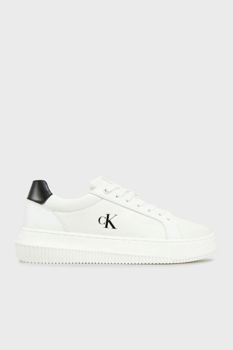 Calvin Klein Logolu Deri Sneaker YW0YW0176901W Bayan Ayakkabı YW0YW01769 01W BEYAZ-SİYAH - 1