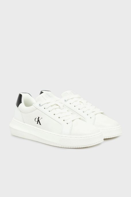 Calvin Klein Logolu Deri Sneaker YW0YW0176901W Bayan Ayakkabı YW0YW01769 01W BEYAZ-SİYAH - 2