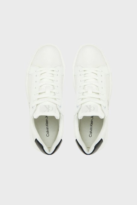 Calvin Klein Logolu Deri Sneaker YW0YW0176901W Bayan Ayakkabı YW0YW01769 01W BEYAZ-SİYAH - 4