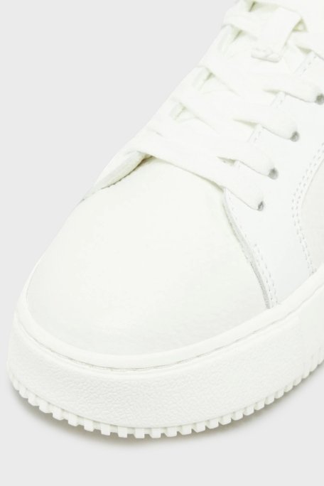 Calvin Klein Logolu Deri Sneaker YW0YW0176901W Bayan Ayakkabı YW0YW01769 01W BEYAZ-SİYAH - 5