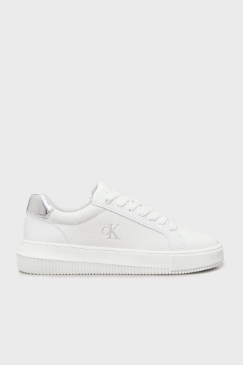 Calvin Klein Logolu Deri Sneaker YW0YW017690LI Bayan Ayakkabı YW0YW01769 0LI BEYAZ-GÜMÜŞ - 1