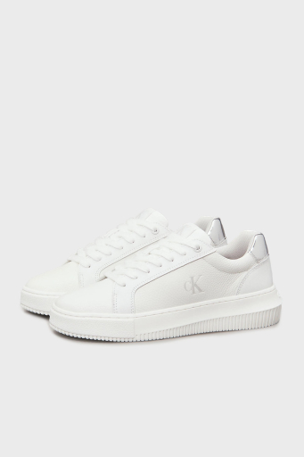 Calvin Klein Logolu Deri Sneaker YW0YW017690LI Bayan Ayakkabı YW0YW01769 0LI BEYAZ-GÜMÜŞ - 3