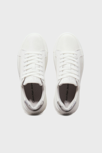 Calvin Klein Logolu Deri Sneaker YW0YW017690LI Bayan Ayakkabı YW0YW01769 0LI BEYAZ-GÜMÜŞ - 4