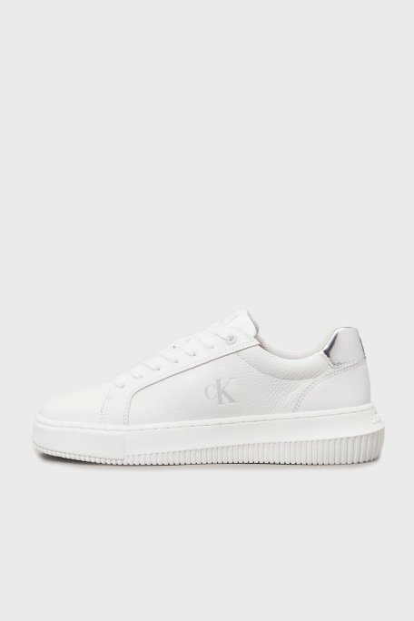 Calvin Klein Logolu Deri Sneaker YW0YW017690LI Bayan Ayakkabı YW0YW01769 0LI BEYAZ-GÜMÜŞ - 2
