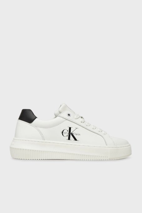 Calvin Klein Logolu Deri Sneaker YW0YW0187201W Bayan Ayakkabı YW0YW01872 01W BEYAZ-SİYAH - 1