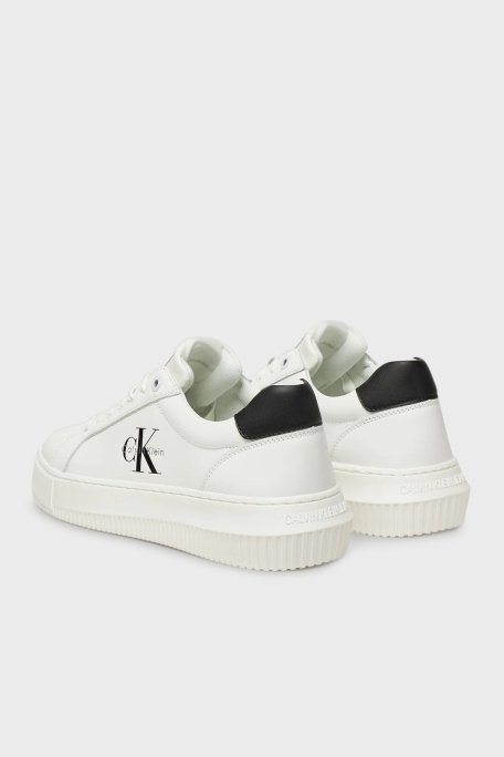 Calvin Klein Logolu Deri Sneaker YW0YW0187201W Bayan Ayakkabı YW0YW01872 01W BEYAZ-SİYAH - 4