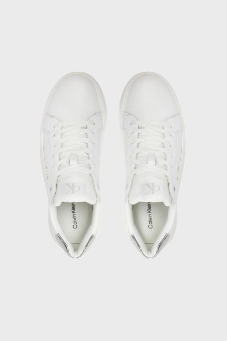Calvin Klein Logolu Deri Sneaker YW0YW0187602R Bayan Ayakkabı YW0YW01876 02R BEYAZ-GÜMÜŞ - 3