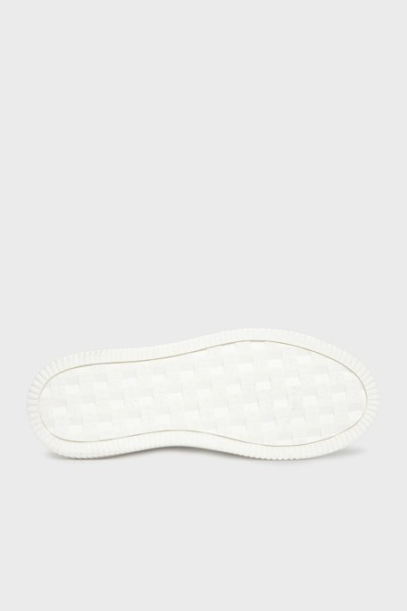 Calvin Klein Logolu Deri Sneaker YW0YW0187602R Bayan Ayakkabı YW0YW01876 02R BEYAZ-GÜMÜŞ - 4