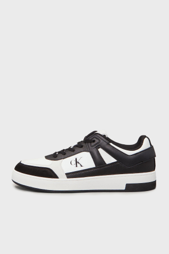 Calvin Klein Logolu Deri ve Süet Detaylı Sneaker YM0YM0130801W Erkek Ayakkabı YM0YM01308 01W BEYAZ-SİYAH - 2