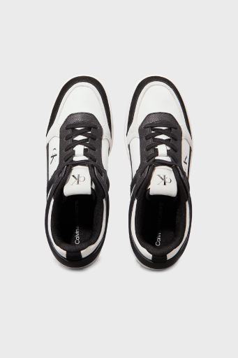 Calvin Klein Logolu Deri ve Süet Detaylı Sneaker YM0YM0130801W Erkek Ayakkabı YM0YM01308 01W BEYAZ-SİYAH - 4