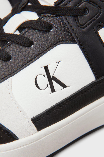 Calvin Klein Logolu Deri ve Süet Detaylı Sneaker YM0YM0130801W Erkek Ayakkabı YM0YM01308 01W BEYAZ-SİYAH - 6