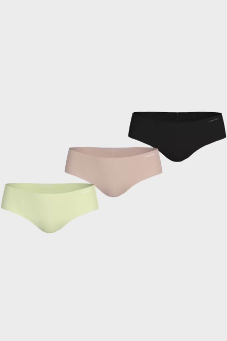 Calvin Klein Logolu Dikişsiz 3 Pack 000QD3559EWAO Bayan Külot 000QD3559E WAO Siyah-Bej-Sarı - 1