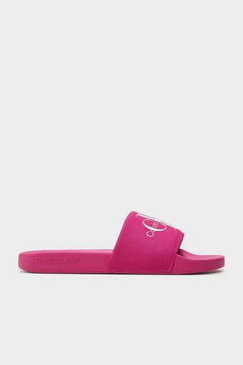 Calvin Klein Logolu Düz YW0YW001030J3 Bayan Terlik YW0YW00103 0J3 FUŞYA-BEYAZ - 1