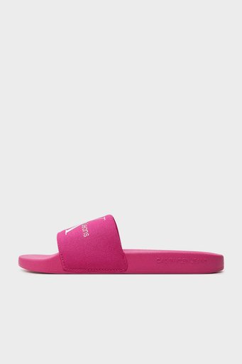 Calvin Klein Logolu Düz YW0YW001030J3 Bayan Terlik YW0YW00103 0J3 FUŞYA-BEYAZ - 4