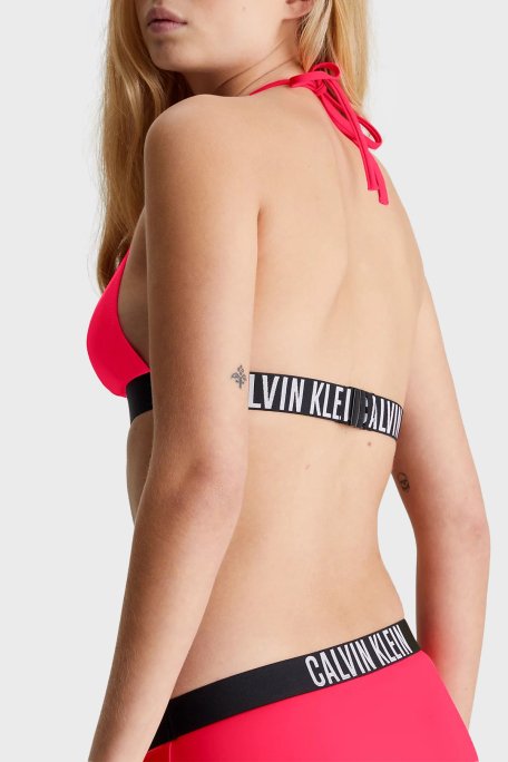 Calvin Klein Logolu Elastik Bel Bantlı Boyundan Bağlamalı Üçgen KW0KW02506XN8 Bayan Bikini Üstü KW0KW02506 XN8 KIRMIZI - 3