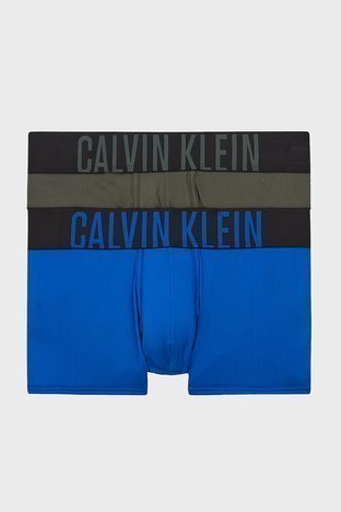 Calvin Klein - Calvin Klein Logolu Elastik Bel Bantlı Düşük Bel 2 Pack Erkek Boxer 000NB2599A 1QK Saks-Haki