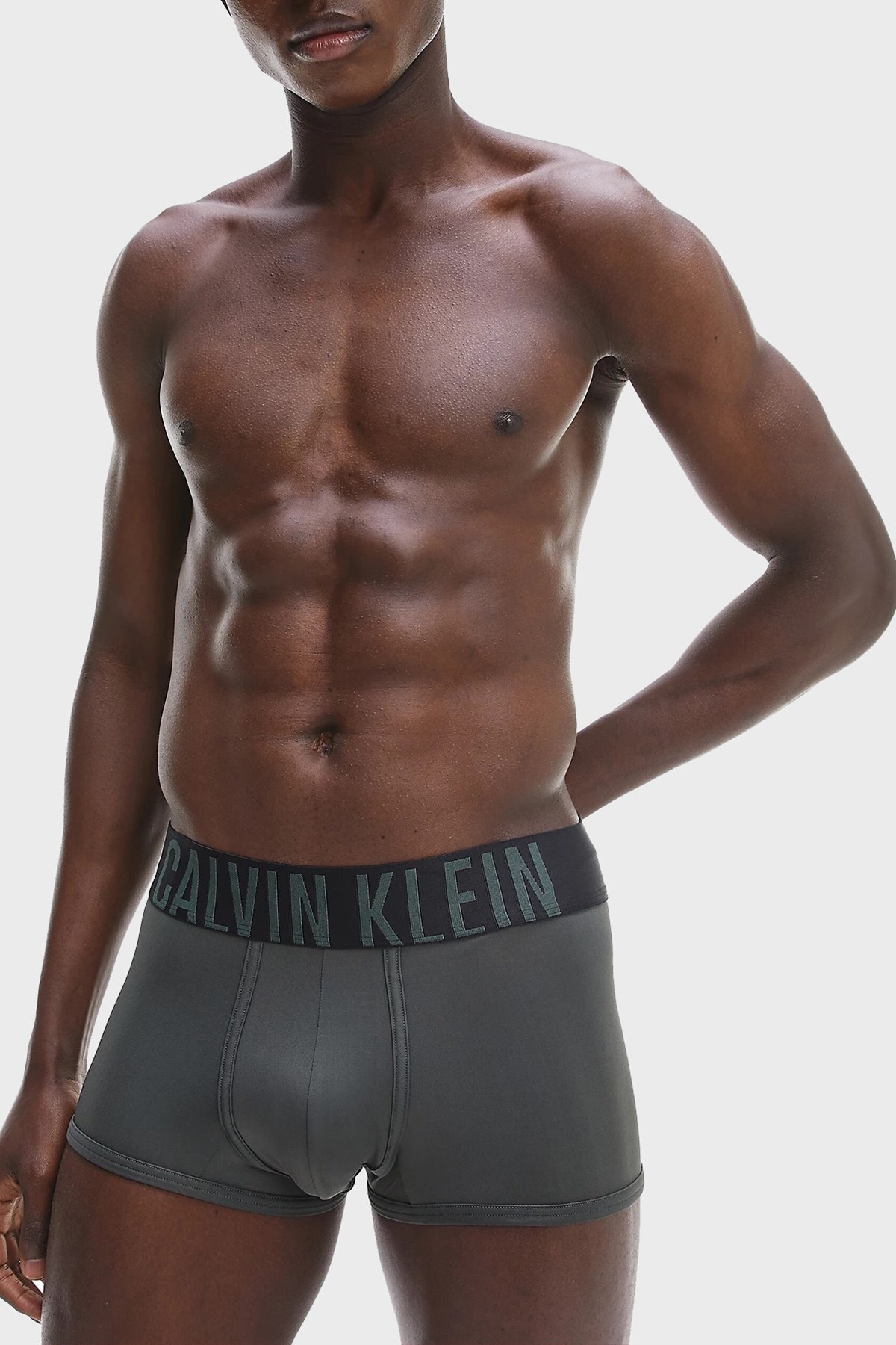 Calvin Klein Logolu Elastik Bel Bantlı Düşük Bel 2 Pack Erkek Boxer 000NB2599A 1QK Saks-Haki