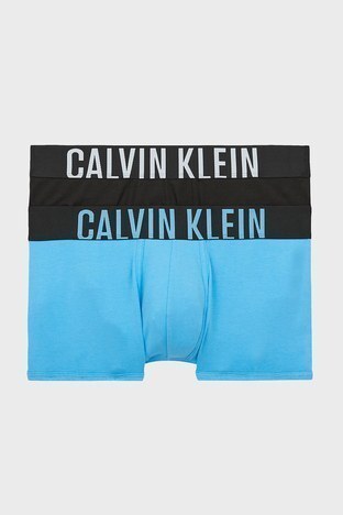 Calvin Klein - Calvin Klein Logolu Elastik Bel Bantlı Pamuklu 2 Pack Erkek Boxer 000NB2602A 1SR SİYAH-MAVİ