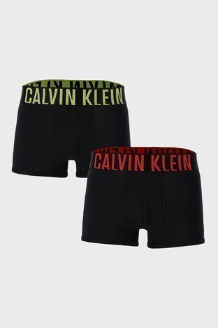 Calvin Klein - Calvin Klein Logolu Elastik Bel Bantlı Pamuklu 2 Pack Erkek Boxer 000NB2602A W3M SİYAH