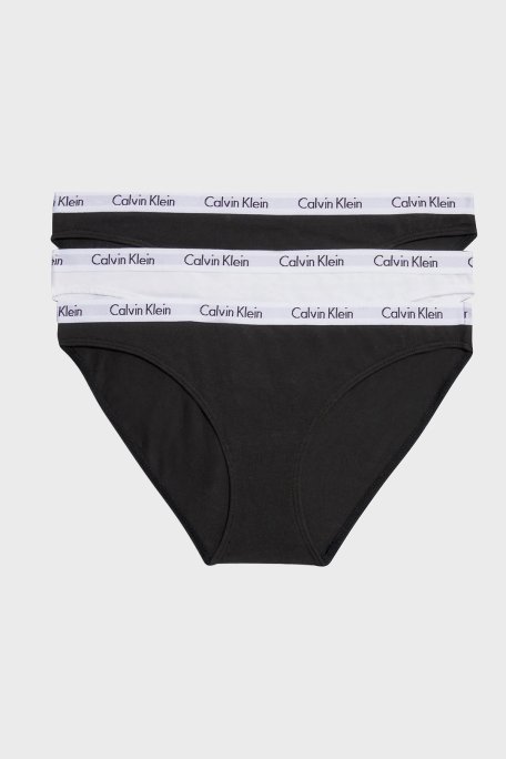 Calvin Klein Logolu Elastik Bel Bantlı Pamuklu 3 Pack 000QD3588EWZB Bayan Külot 000QD3588E WZB Siyah-Beyaz-Siyah - 1