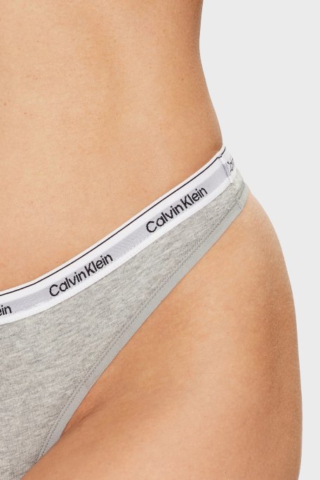 Calvin Klein Logolu Elastik Bel Bantlı Pamuklu 3 Pack 000QD5209EWAB Bayan Külot 000QD5209E WAB Yeşil-Gri-Pembe - 4