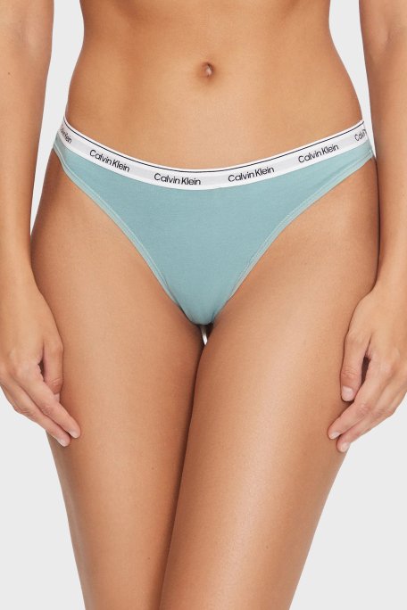 Calvin Klein Logolu Elastik Bel Bantlı Pamuklu 3 Pack 000QD5209EWAC Bayan Külot 000QD5209E WAC Siyah-Beyaz-Açık Mavi - 2