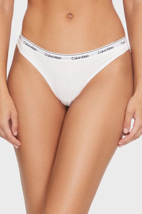 Calvin Klein Logolu Elastik Bel Bantlı Pamuklu 3 Pack 000QD5209EWAC Bayan Külot 000QD5209E WAC Siyah-Beyaz-Açık Mavi - 4