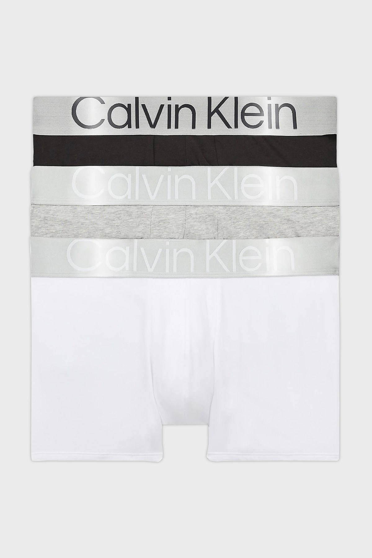 Calvin Klein Logolu Elastik Bel Bantlı Pamuklu 3 Pack Erkek Boxer 000NB3130A MPI SİYAH-BEYAZ