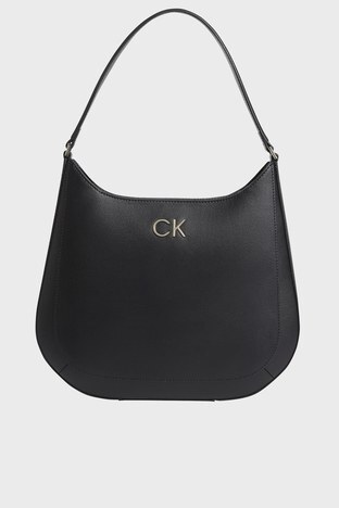 Calvin Klein - Calvin Klein Logolu Fermuarlı Bayan Çanta K60K609117 BAX SİYAH