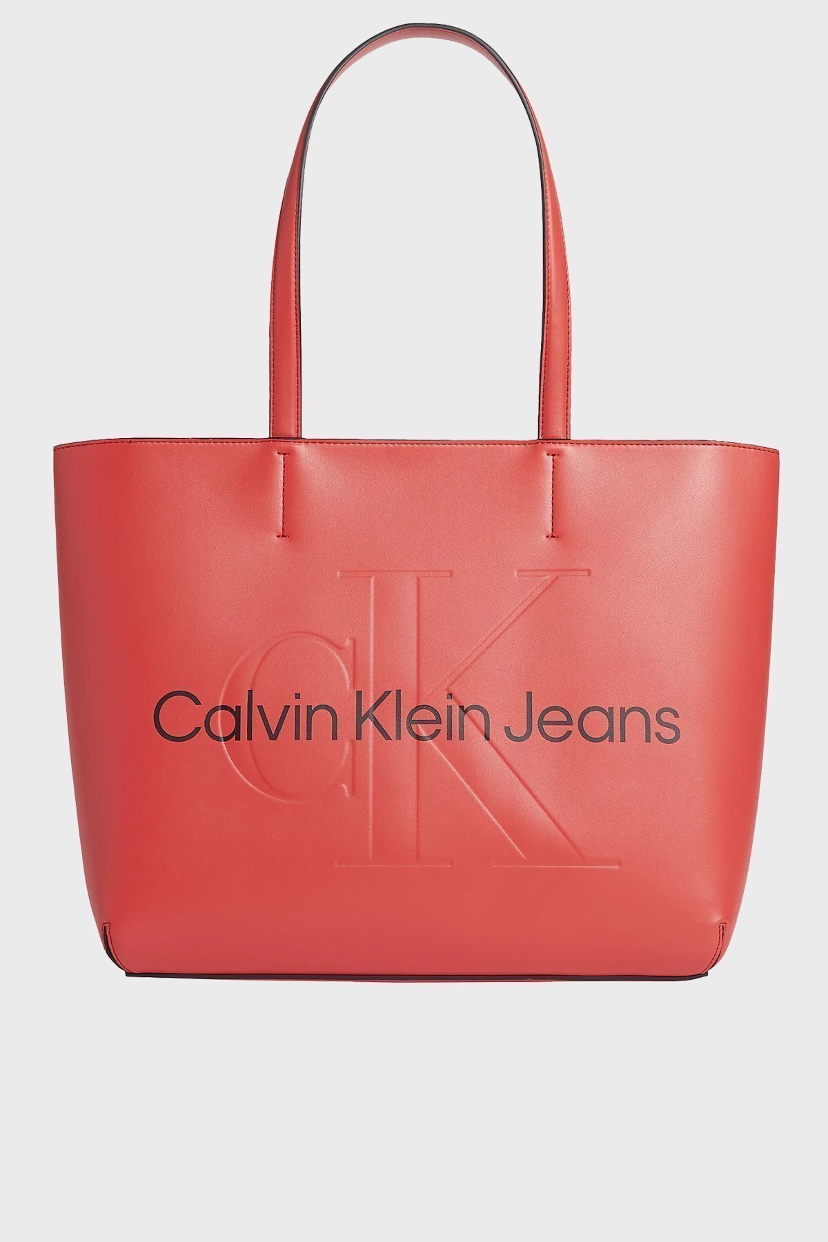 Calvin Klein Logolu Fermuarlı Bayan Çanta K60K609195 XL1 KIRMIZI