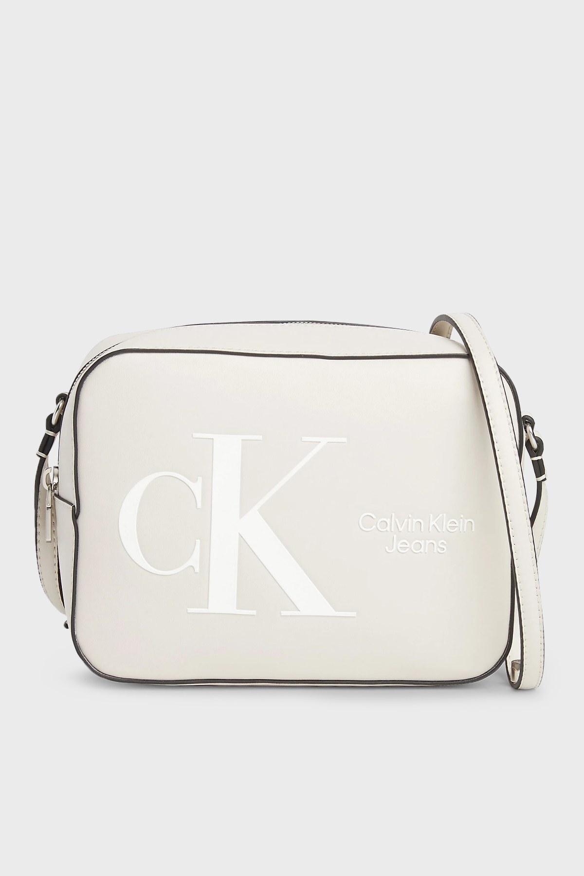 Calvin Klein Logolu Fermuarlı Bayan Çanta K60K609309 ACF BEJ