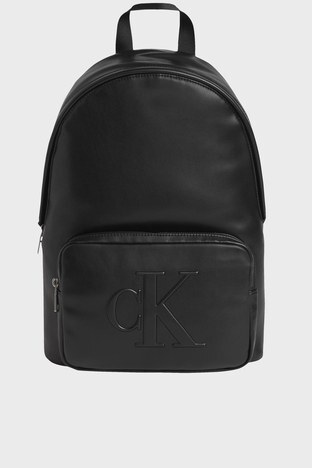 Calvin Klein - Calvin Klein Logolu Fermuarlı Erkek Sırt Çantası K50K509372 BDS SİYAH