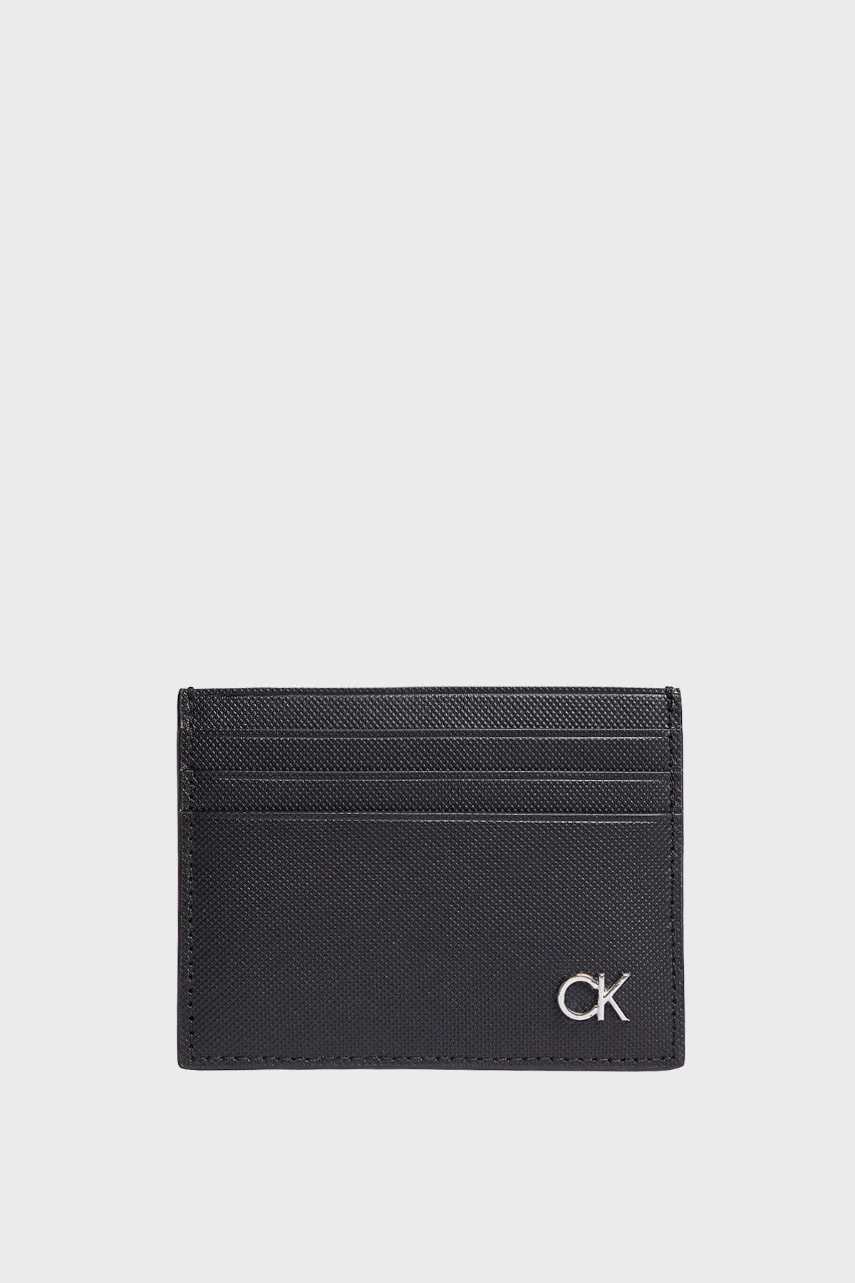 Calvin Klein Logolu Hakiki Deri Erkek Kartlık K50K507546 BAX SİYAH