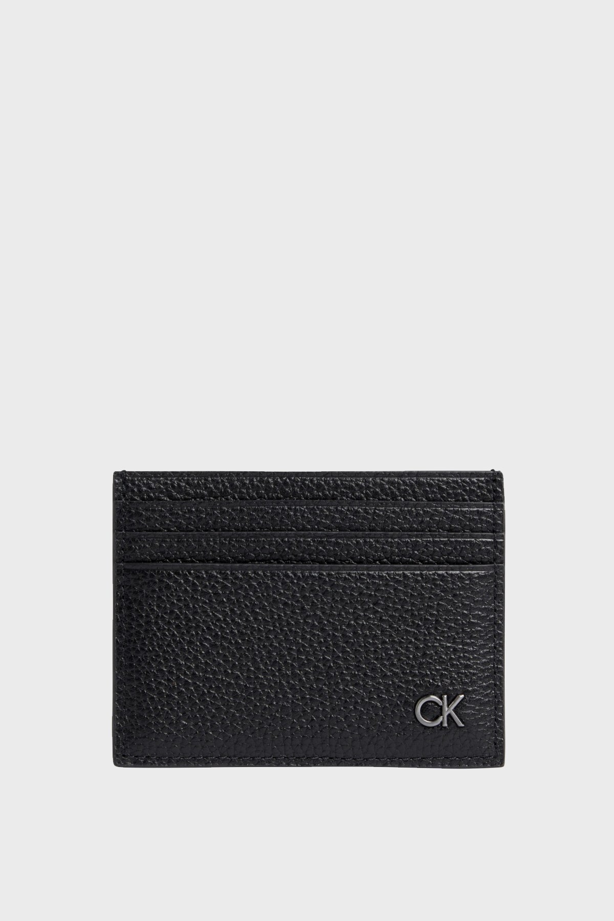 Calvin Klein Logolu Hakiki Deri Erkek Kartlık K50K508519 BAX SİYAH