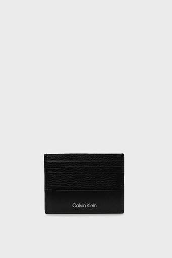 Calvin Klein Logolu Hakiki Deri K50K512315BEH Erkek Kartlık K50K512315 BEH SİYAH - 1