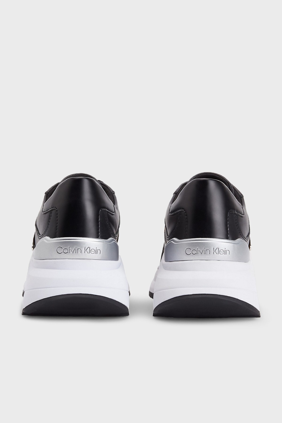 Calvin Klein Logolu Hakiki Deri Sneaker Bayan Ayakkabı HW0HW00632 BAX SİYAH