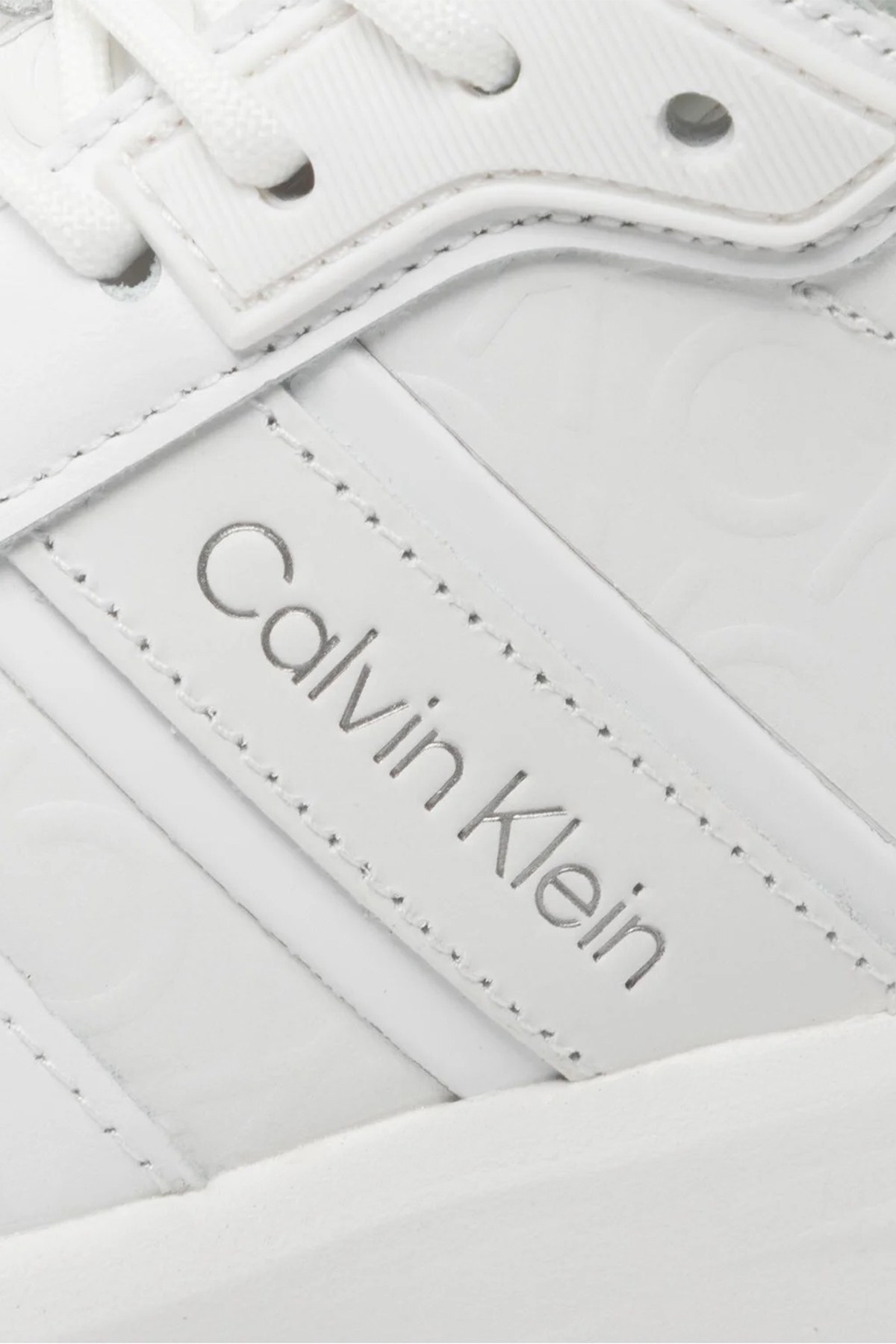 Calvin Klein Logolu Hakiki Deri Sneaker Bayan Ayakkabı HW0HW00872 YAF BEYAZ