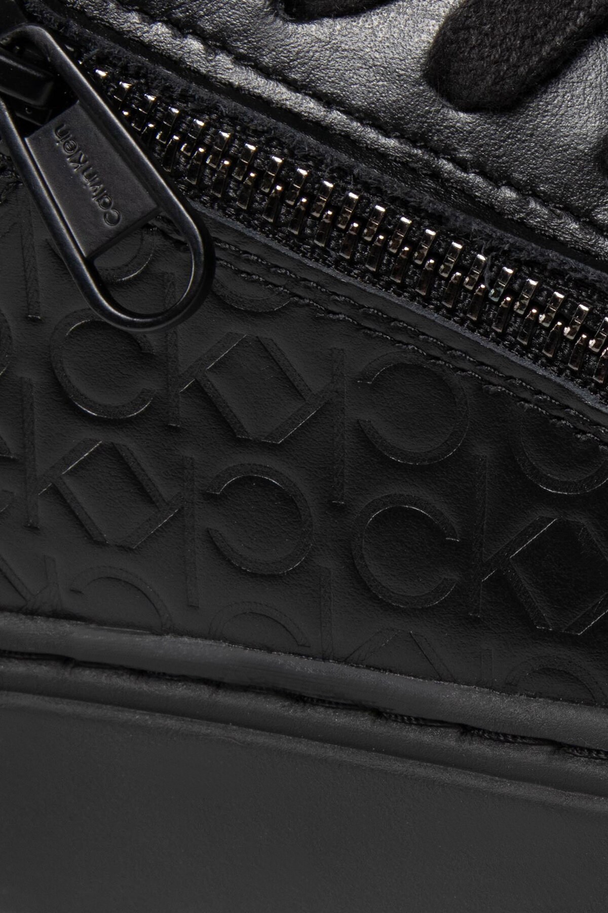 Calvin Klein Logolu Hakiki Deri Sneaker Erkek Ayakkabı HM0HM00282 0GK SİYAH