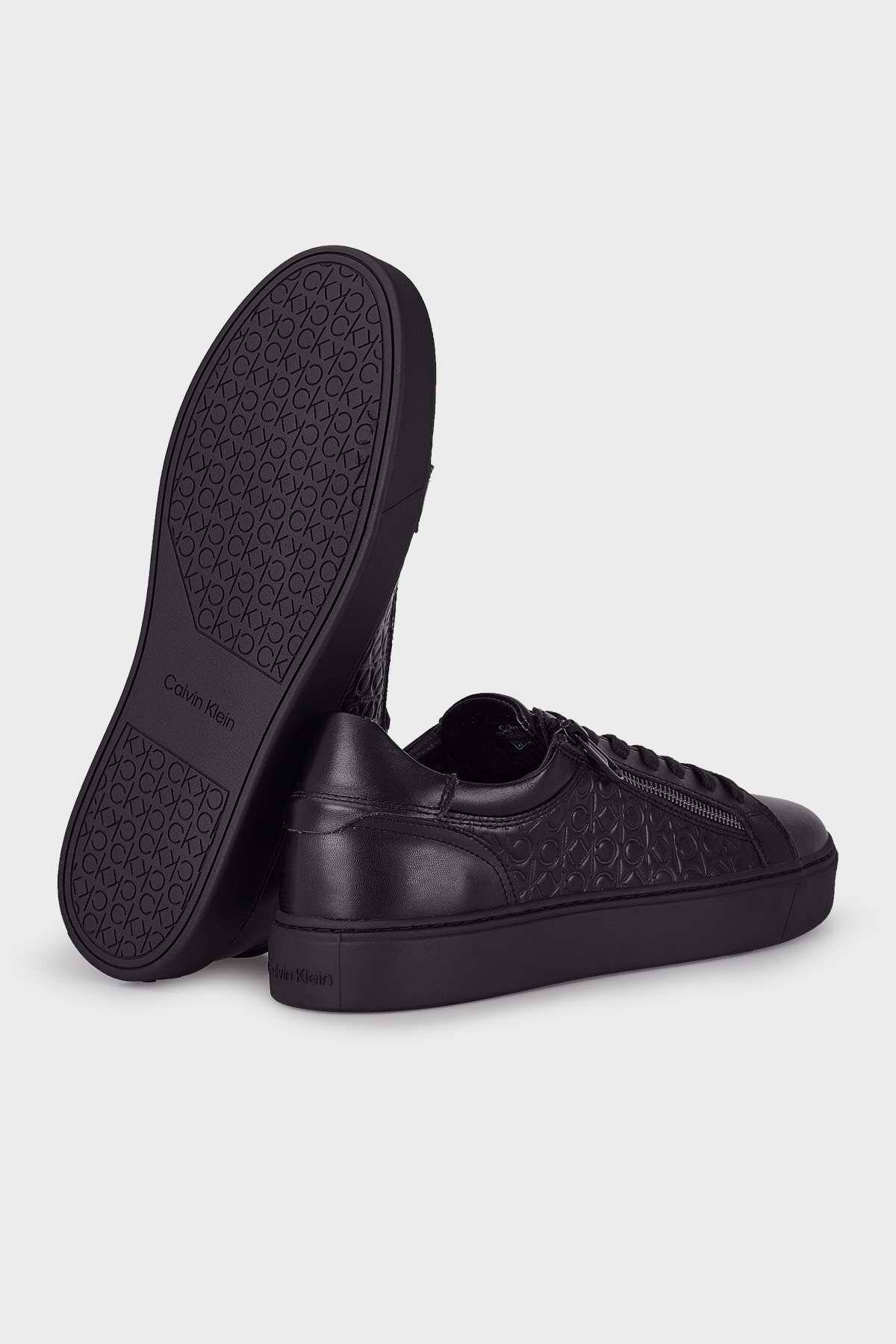 Calvin Klein Logolu Hakiki Deri Sneaker Erkek Ayakkabı HM0HM00282 0GL SİYAH