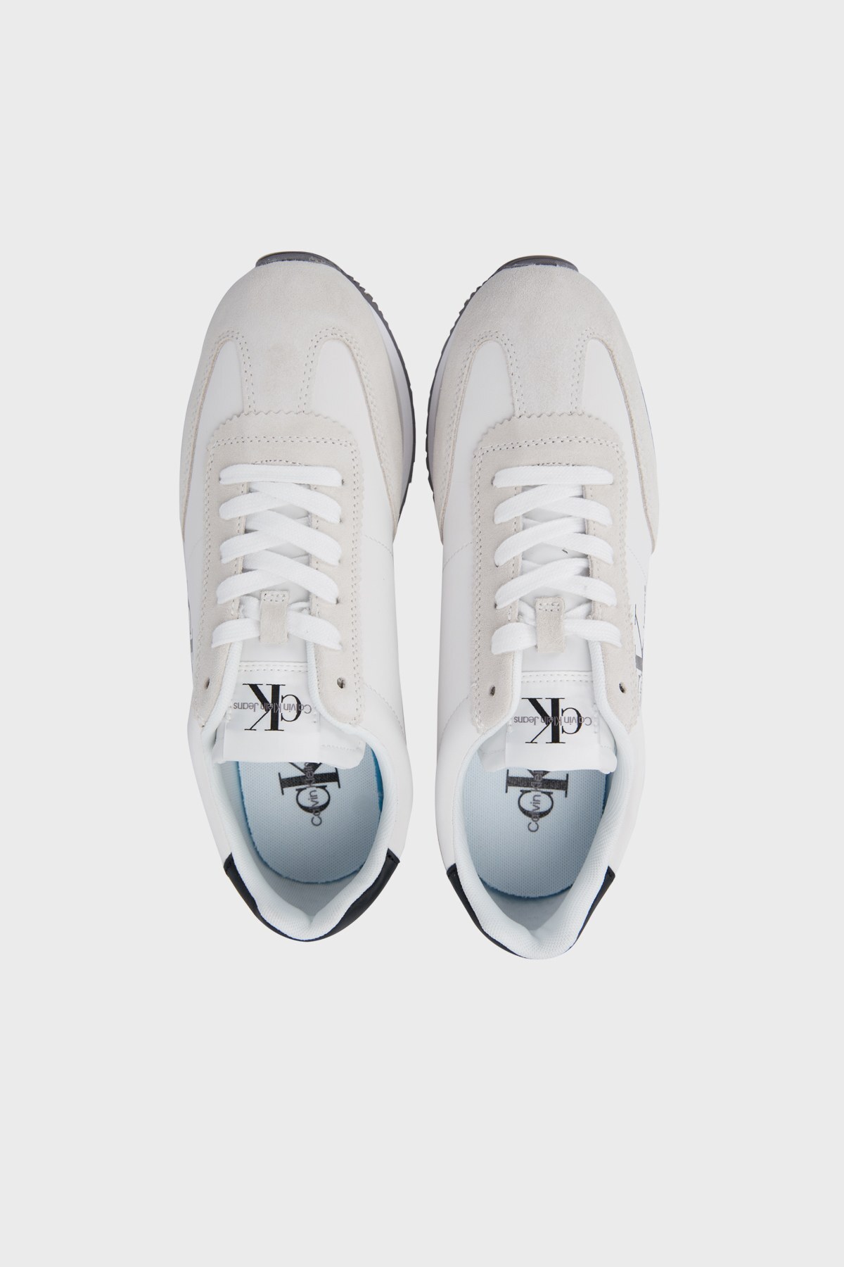 Calvin Klein Logolu Hakiki Deri Sneaker Erkek Ayakkabı YM0YM00385 YAF BEYAZ