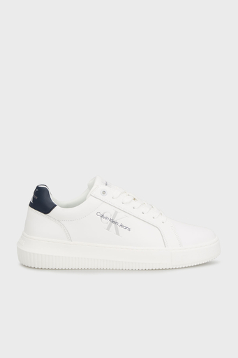 Calvin Klein Logolu Hakiki Deri Sneaker YM0YM00681YAF Erkek Ayakkabı YM0YM00681 YAF BEYAZ-LACİVERT - 1