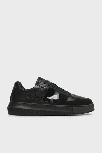 Calvin Klein Logolu Hakiki Deri Sneaker YM0YM00703BEH Erkek Ayakkabı YM0YM00703 BEH SİYAH - 1