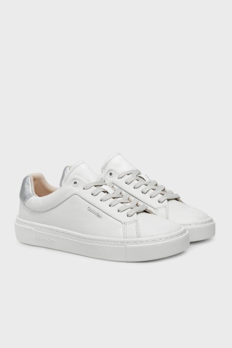 Calvin Klein Logolu Kalın Tabanlı Sneaker HW0HW0228802V Bayan Ayakkabı HW0HW02288 02V BEYAZ-GÜMÜŞ - 2
